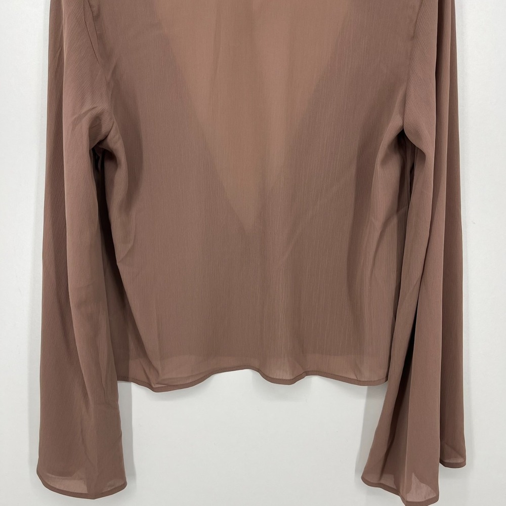 Missguided Blouse Women's Size S Purple Solid Open Neck Long Sleeve New NWT - Picture 8 of 9